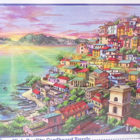 1000pc Runlycan Jigsaw Puzzle European Seaside Village High Quality Cardboard - Picture 2 of 4